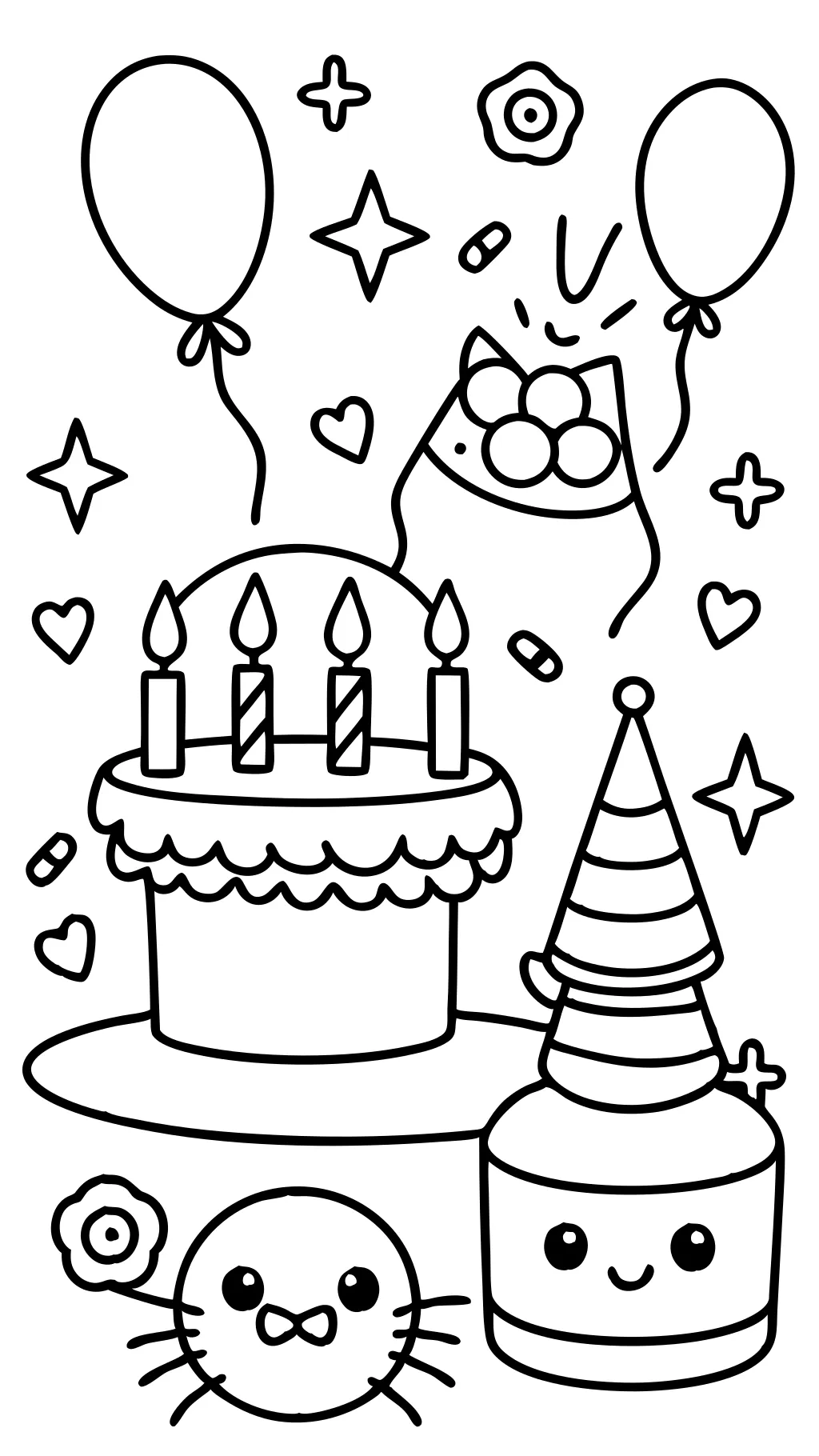 pages de livres de coloriage d’anniversaire